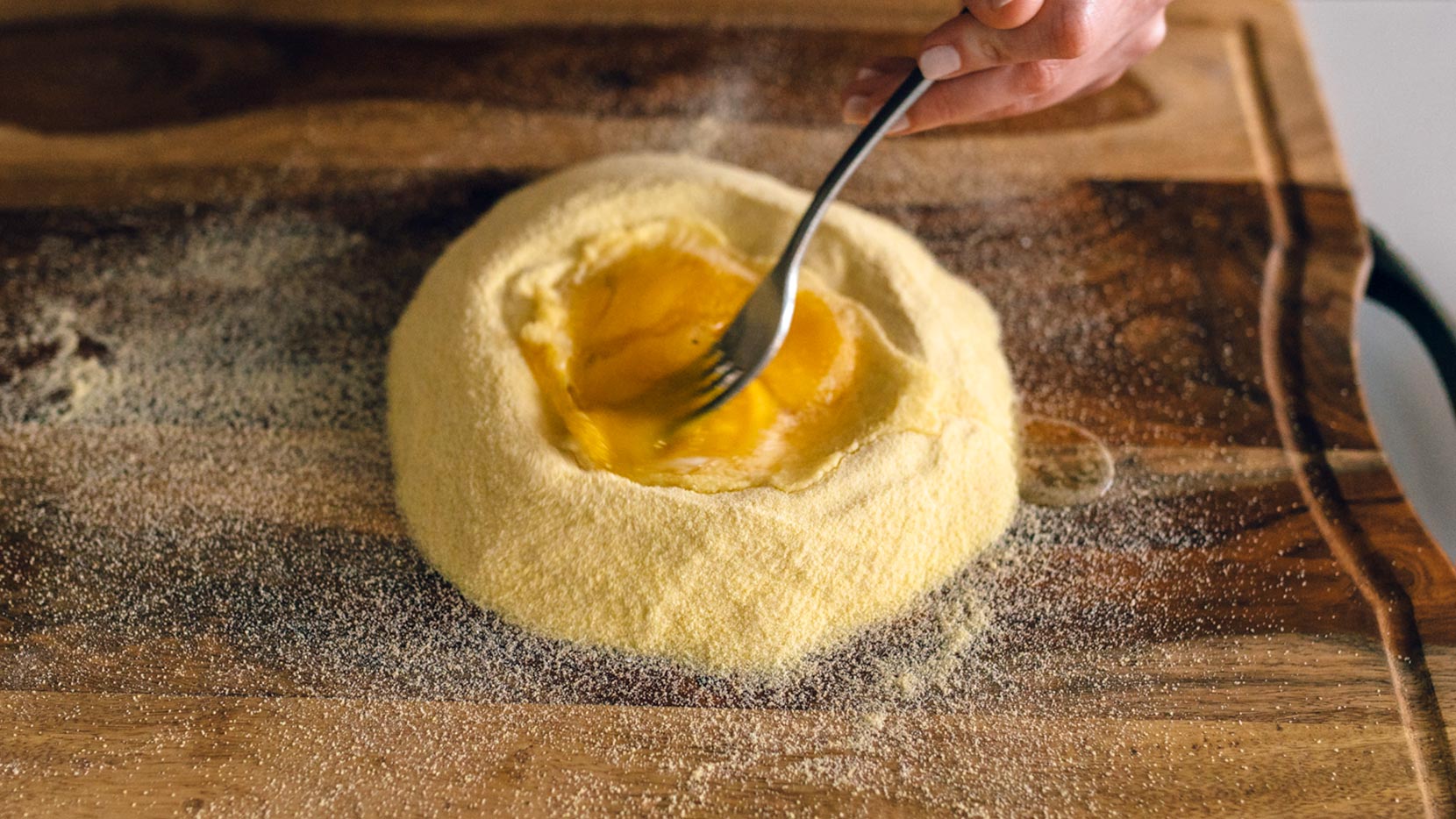 Whisk eggs with fork