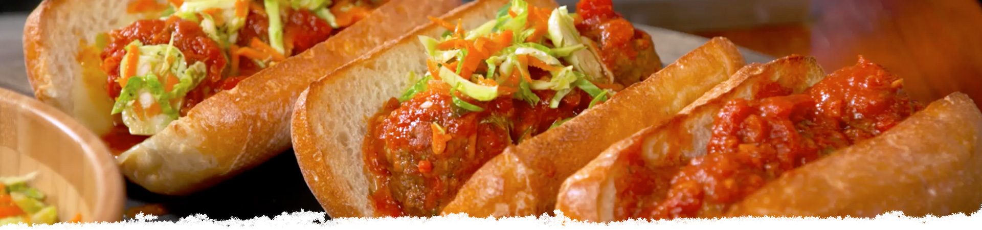 Meatball Sandwiches with Brussels Sprout Slaw
