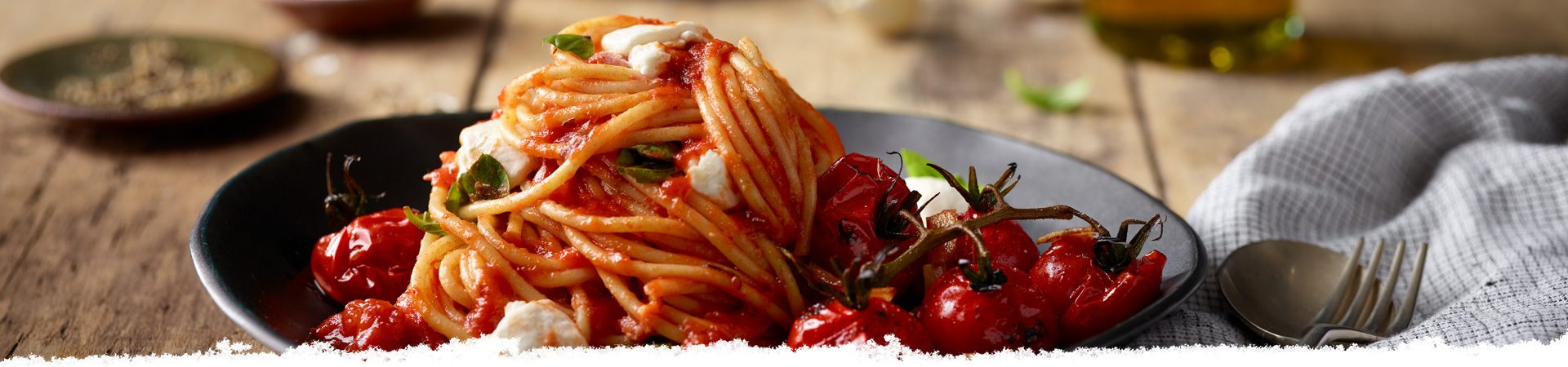 Spaghetti with Burrata & Blistered Cherry Tomatoes