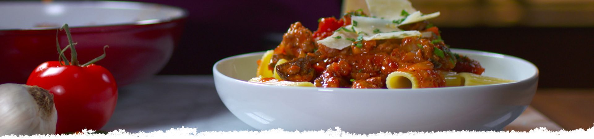 Spicy Tuscan Rigatoni with Sausage & Mushrooms