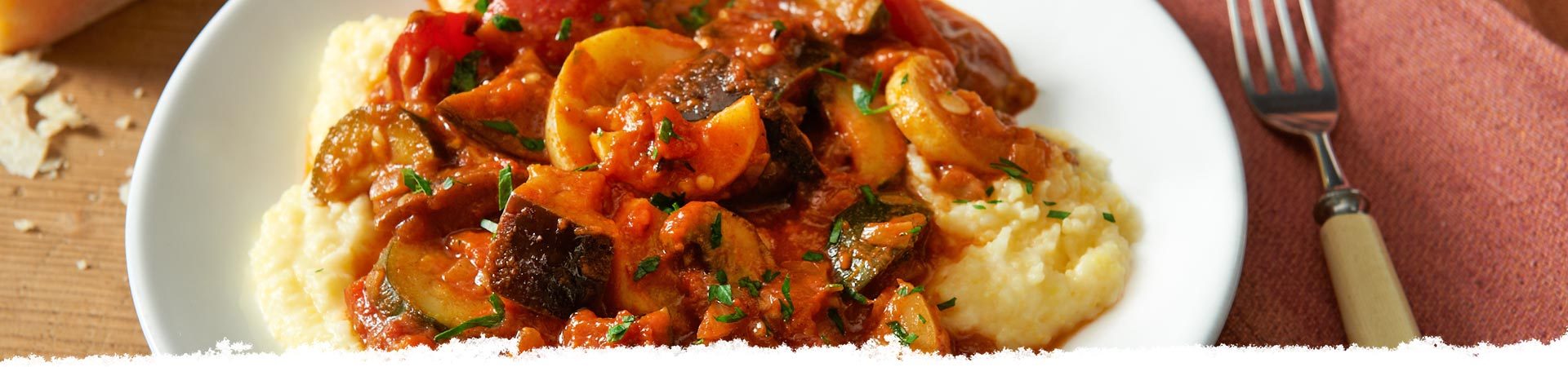 Asiago Giambotta (Vegetable Stew) Over Parmesan Polenta