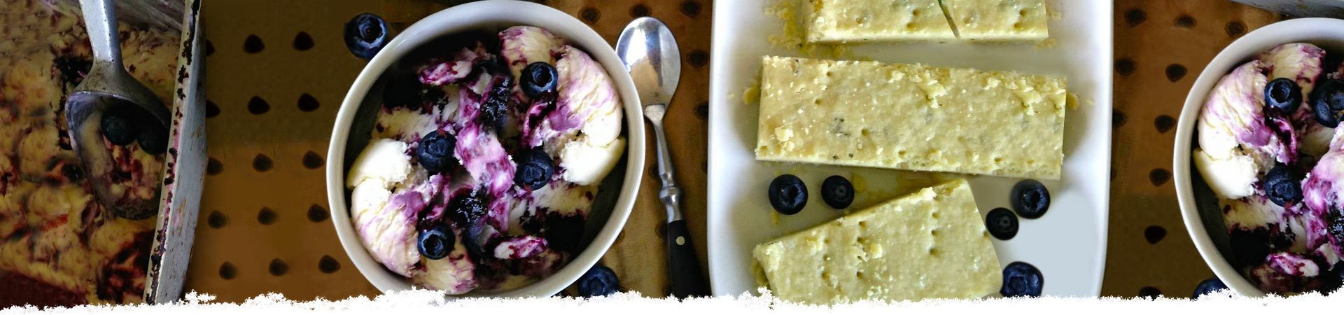 Balsamic Blueberry Ice Cream with Olive Oil-Rosemary Shortbread