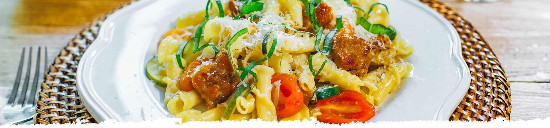 Campanelle with Zucchini, Tomatoes and Basil