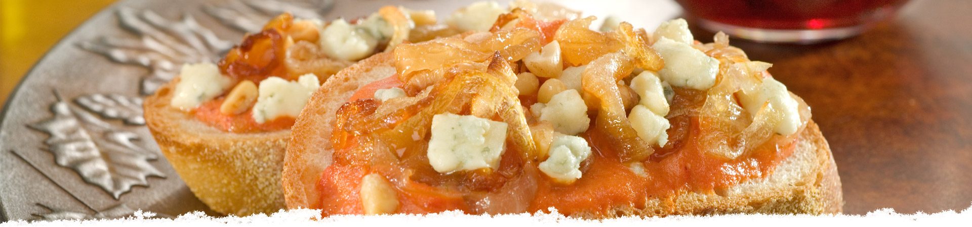 Caramelized Onion & Gorgonzola Bruschetta