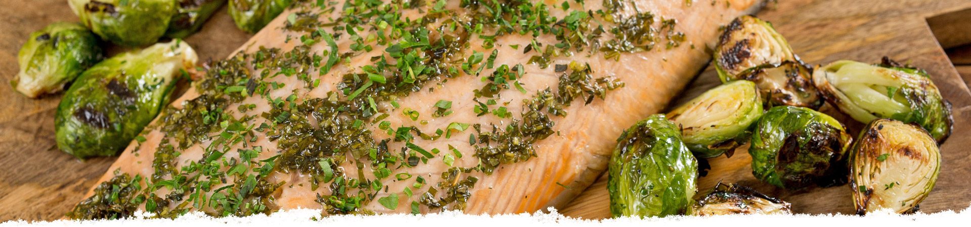 Cedar Plank Grilled Salmon & Brussels Sprouts