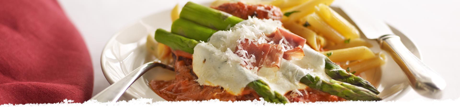 Chicken & Asparagus Parmesan in Vodka Sauce