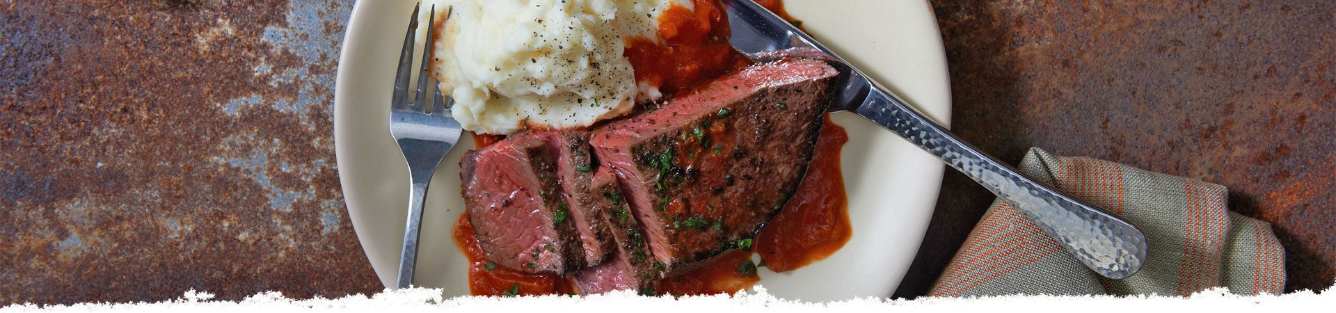 Porcini & Truffled Steak & Onions with Garlic Mashed Potatoes