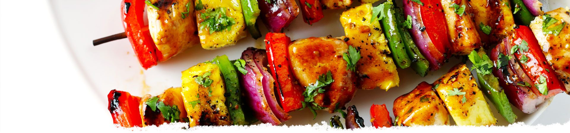 Rainbow Hawaiian Chicken Kebabs