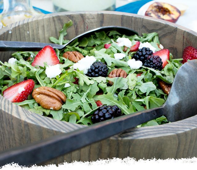 Arugula Salad with Goat Cheese, Berries, and Pecans