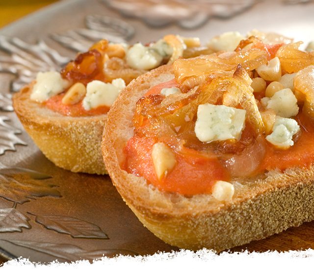 Caramelized Onion & Gorgonzola Bruschetta