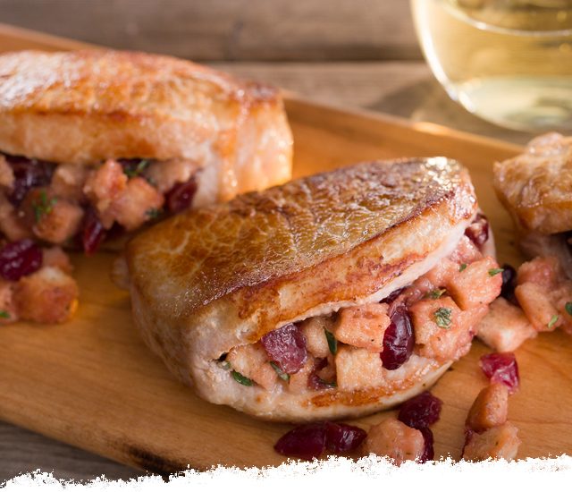Orange Cranberry Stuffed Pork Chops