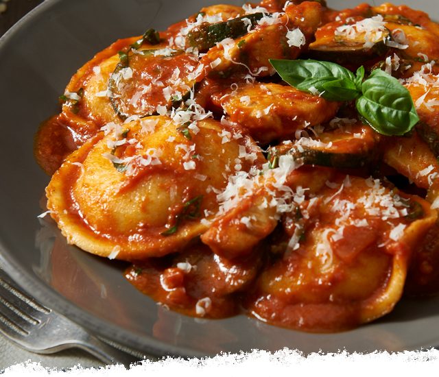 Porcini Chicken with Cheese Raviolis