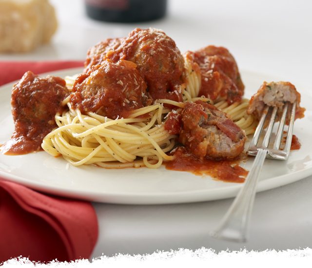 Stuffed Meatballs with Spaghetti