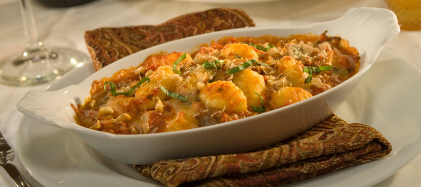 Baked Gnocchi with Two Cheeses & Walnuts