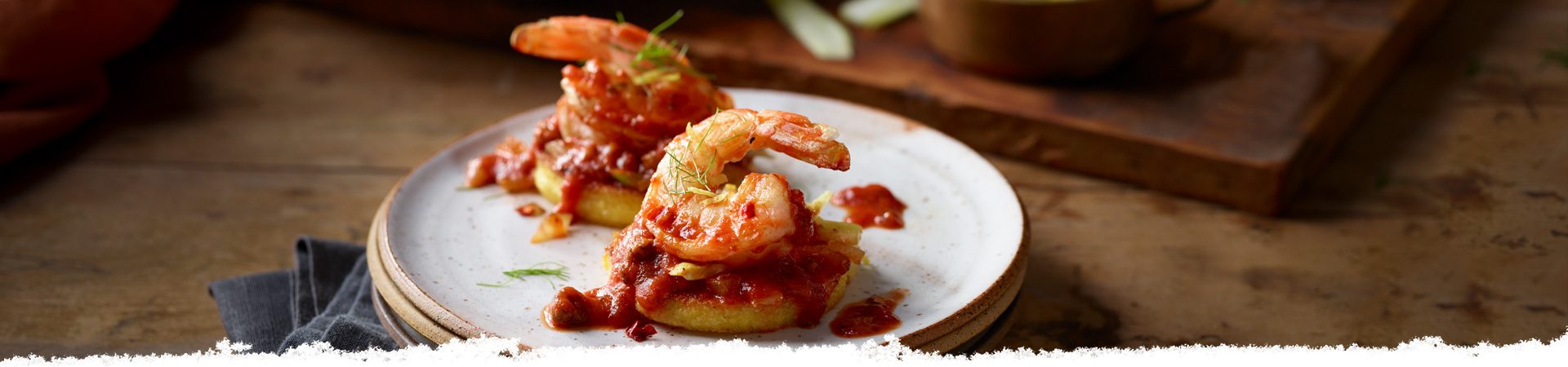 Pan-Fried Polenta Rounds with Shrimp