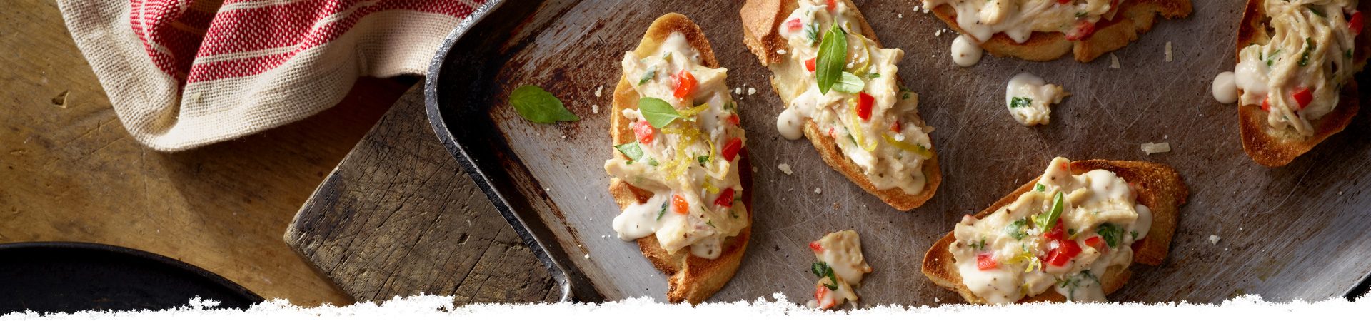 Savory Chicken Garlic Alfredo Crostini