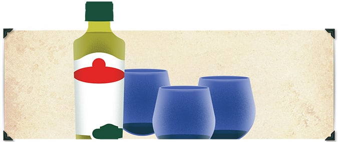 When considering the aromas and flavor sensations of oils, color is not an indication of quality. Professionals use small blue-tinted glasses to remove color bias.