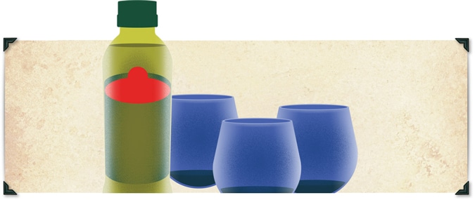 When considering the aromas and flavor sensations of oils, color is not an indication of quality. Professionals use small blue-tinted glasses to remove color bias.