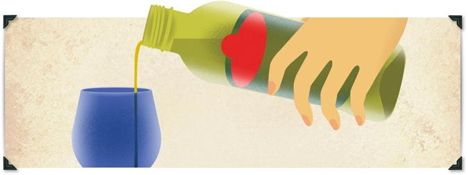 Place 2 tablespoons of Extra Virgin Olive Oil in your tasting glass (a wine glass works well, but small plastic cups are fine too and make for easier clean-up).