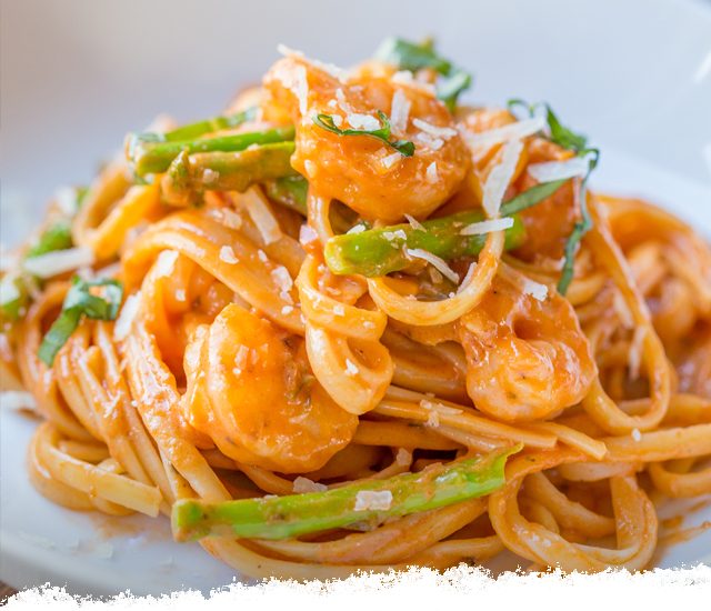 Rosa Shrimp & Asparagus with Spaghetti