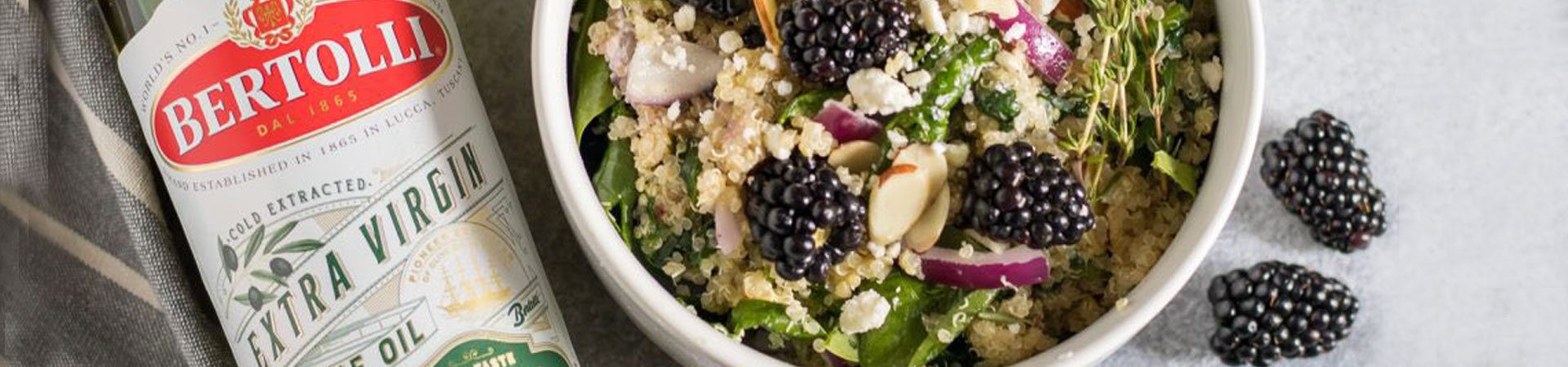 Blackberry Spinach Quinoa Salad with Blackberry Thyme Infused Olive Oil