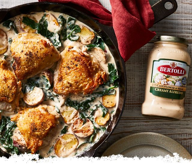 Seared Chicken with Creamy Potatoes and Kale