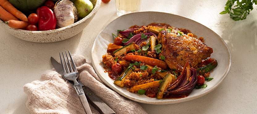Crispy Oven-Roasted Chicken with Quinoa & Veggies